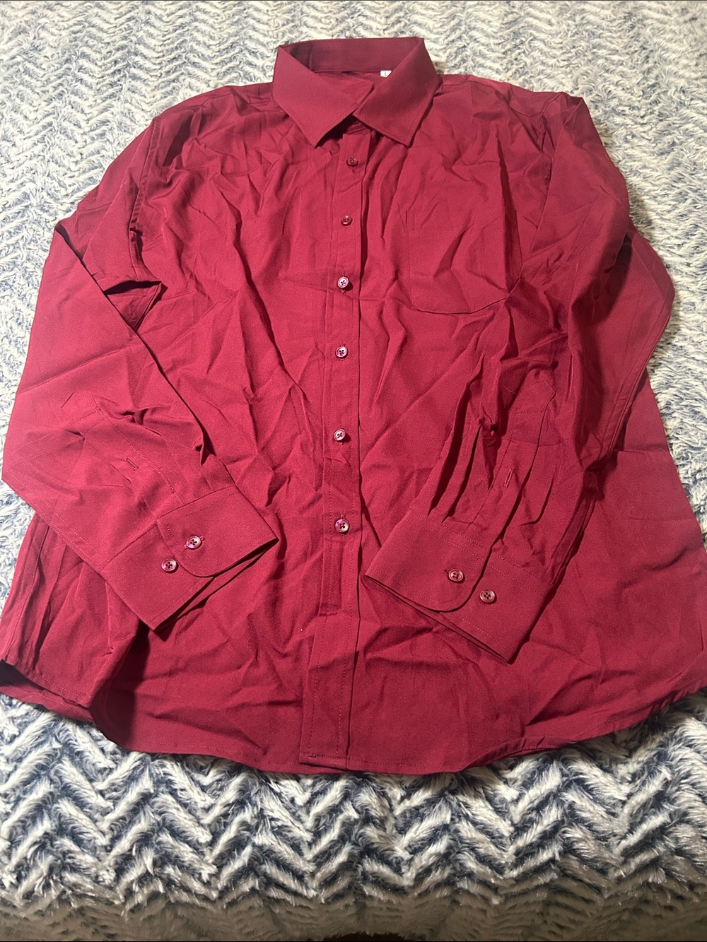 Men’s Dress Shirt Classic Button-Down Luxury with Pocket and Stain Guard Burgund